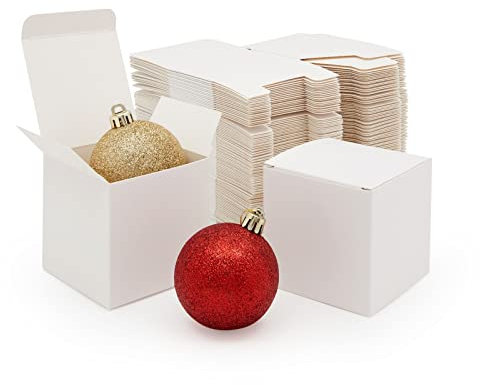 Juvale Geschenkboxen Quadratisch (100 Stück) - Klein, Aus Pappe, mit Deckel - Als Cupcake-Container - Für Selbstgemachte Adventskalender, Partyzubehör - Weiß, 7,6 x 7,6 cm