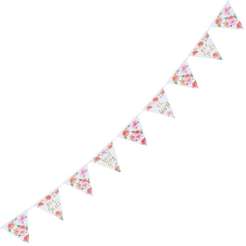 Amscan 122165 - Floral Baby Shower 24 Pennant Flags Banner & Ribbon - 4.57m