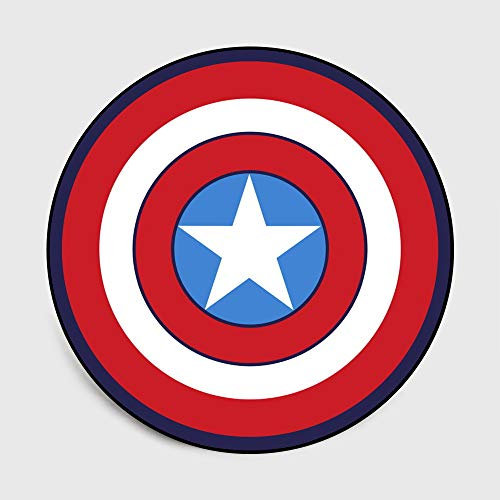 Lily&her friends - Fashion Captain America Grey Shield Pentagramm Schlafzimmer Wohnzimmer Kurz Kristall Samt Runde Matte Teppich Bodenmatte Baby Krabbelunterlage (Captain America, Durchmesser: 140 cm)