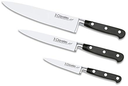 3 Claveles Set de Cuchillos de Cocina Forjados, Acero Inoxidable, Plata