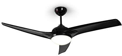 Klarstein Figo - Ventilatore da Soffitto, 2in1: Ventilatore & Lampadario, Diametro: 52 (132 cm), 3 Pale, Flusso: 1.39 m³/h, 2 Direzioni di Rotazione, 3 Velocità, Silenzioso, Nero