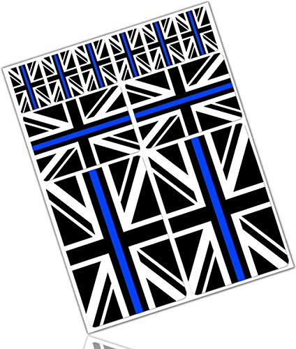 Biomar Labs® 10 x Vinyl Aufkleber Autoaufkleber Stickers Fahne Flagge England UK United Kingdom Großbritannien Thin Blue/Blau Line Dünne Linie Auto Moto Motorrad Fahrrad Scooter Fenster D 40
