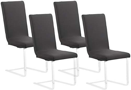 infactory Stuhlbezüge: 4er-Set Stretch-Stuhlhusse mit Lehne, Oeko-TEX® Standard 100, schwarz (Stuhlverkleidung, Stretch-Hussen Stühle, Abdeckhaube)