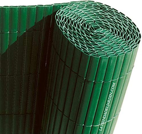 Suinga Doppelseitiger Sichtschutzzaun aus PVC, 1 x 5 m, grün, verleiht Ihrem Garten oder Ihrer Terrasse einen modernen und eleganten Look.