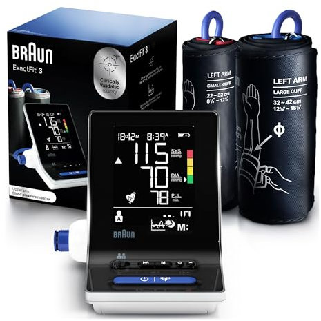 Braun ExactFit 3 Upper Arm Blood Pressure Monitor with Clinically Proven Accuracy - Quick & Easy at-Home Blood Pressure Machine with 2 Cuff Sizes Included