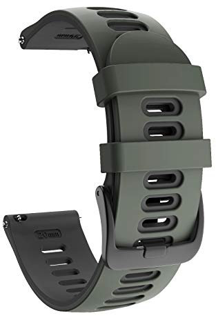 ISABAKE Bracelet montre silicone souple 20mm pour Galaxy Watch 42mm/Vivoactive 3/ Galaxy Active 2/Forerunner 245/Vivomove HR/Forerunner 645/Forerunner 645 Music