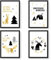 Papierdrachen Kunstdrucke Weihnachten 4 Premium Poster DIN A4 | Bilder als Weihnachtsdekoration - Scandi Tiere - hochwertig | ungerahmt | Wandbild - Set 3