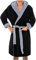 QinMMSPORTS Bademantel Herren Baumwolle Lang Morgenmantel Ohne Kapuze Hausmantel V-Ausschnitt Einfarbiges Langarm Saunamantel mit Gürtel und Taschen, S - 5XL (Schwarz, 4XL)