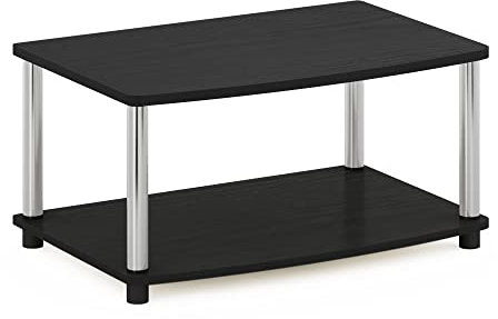 Furinno Turn-N-Tube ohne Werkzeug 2-stufiger erhöhter TV-Ständer, Americano/Chrom