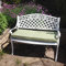 Lazy Susan Rose Gartenbank in Weiß, Grünes Sitzkissen | Sandguss-Aluminium | Wetterfest | Rostfrei | Wartungsarm | 3 Jahre Garantie