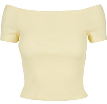 Urban Classics Women's Off-Shoulder Rib Tee T-Shirt, Soft Yellow, XXL