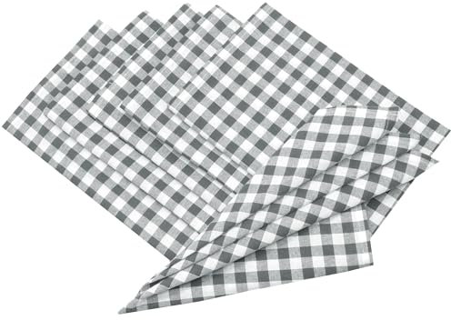 ZOLLNER 6er Set Stoffservietten, Servietten, 45x45 cm, Baumwolle, grau weiß