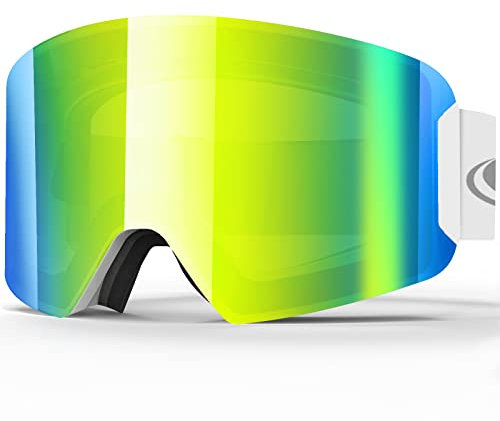 Findway Ski Goggles, OTG Skiing Snowboard Goggles for Men Women Youth, 100% UV Protection Anti Fog Windproof Snow Goggles Ski Glasses Outdoor Sports for Skiing Skating Snowmobiles