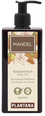 PLANTANA® Mandel Körpermilch 250 ml | antioxidativ | feuchtigkeitsspendend | frei von Parabenen, Silikonen, SLES, künstlichen Farbstoffen und Mineralölen