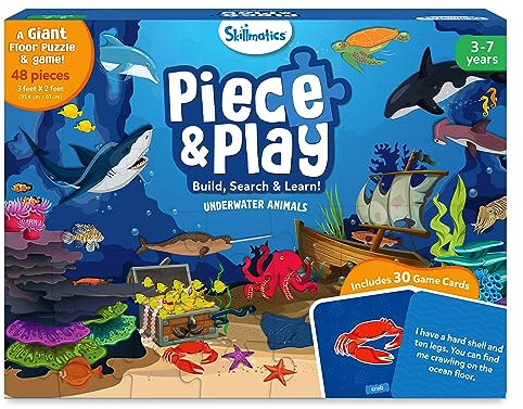 Skillmatics Floor Puzzle & Game - Piece & Play Underwater Animals, Jigsaw & Toddler Puzzles, Educational Toy, Gifts for Boys & Girls Ages 3, 4, 5, 6, 7 (48 Pieces, 2 x 3 feet)