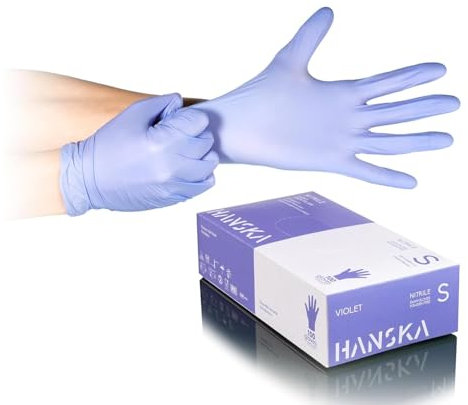 HANSKA 1000 pezzi Guanti Monouso Nitrile Viola - Senza Polvere - Usa e Getta- Ambidestri - Non Sterili - Base di Gomma - Adatti per Ambiti Medici, Manipolazione degli Alimenti (1000, S)