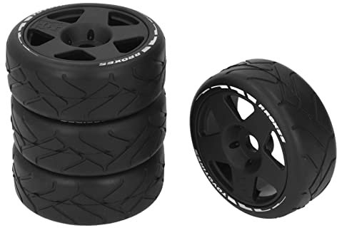 RC Wheels Reifen, 1:8 GT Road Racing Reifen mit starkem Grip, 4 Stück, robust und Durable On Road Wheels mit 17mm Adapter für RC Fahrzeug Tests und Street Racing (Schwarz)