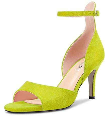 Castamere Donna Spillo Alto High Tacco Heel Aperte sulla Punta Cinturino alla Caviglia Sandali da Matrimonio Feste 6.5 CM Heels Verde Lime 37 EU