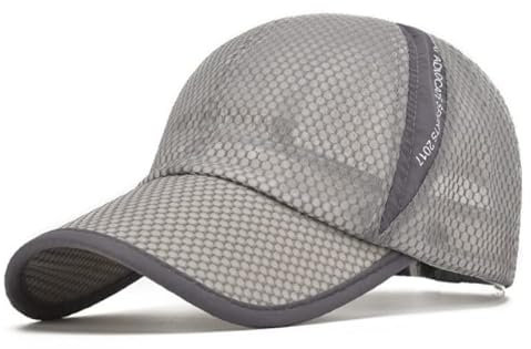 JIAHG Herren Baseball Cap Kappe Baseballmütze Sommer Sonnenhut UV-Schutz Sonnenschutzkappe Schnelltrockender Sport Baseballkappe Unisex Snapback für Draußen, und Reisen, 54-61, Hellgrau, Mesh