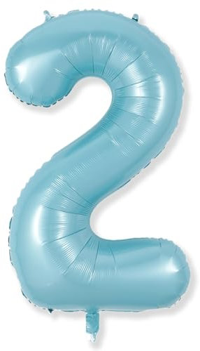 Luftballon Zahlen 2, Riesen Mylar Zahl Ballon 2 Pastell Blau Geburtstagdeko, 40 Zoll Folienballon für Kinder Jungen 2. Geburtstag Party Deko Frauen 2 Hochzeiten Jubiläum Dekoration, Fliegt mit Helium