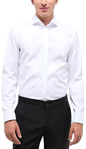 ETERNA Slim Fit Cover Galahemd extra Langer Arm Haifischkragen weiß