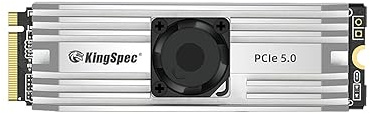 KingSpec VP101 1TB PCIe 5.0 M.2 SSD – bis zu 10.000 MB/s, M2 Gen 5 NVMe SSD mit Kühlkörper und Lüfter, DirectStorage aktiviert – Gaming, Fotografie, Videobearbeitung, Design