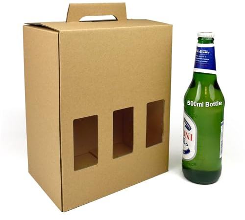 EVG Evergreen Goods 500ml Beer Bottle Carrier Box (5 Boxes) | Holds 6 Bottles or Cans - 3 Display Windows | Durable Cardboard Holder for Beer, Ale, Cider | Ideal for Home Brew, Gifts