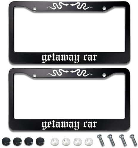 Getaway Kfz-Kennzeichenrahmen, 2 Stück, universelles Edelstahl-Zubehör, Auto-Dekoration, 2 Löcher, Schrauben, passend für US-Standard-Fahrzeuge