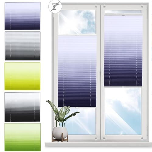 Plissee ohne Bohren Klemmfix 110 x 130 cm Sichtschutz und Sonnenschutz Blickdicht Jalousien zum Klemmen mit Klemmträger für Fenster & Tür, Lila