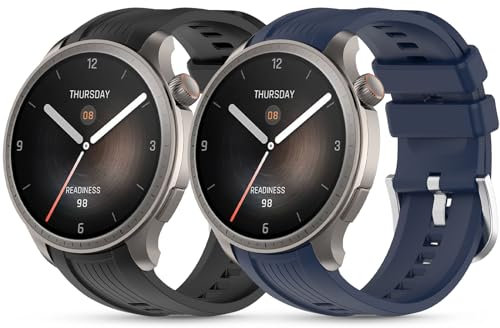 SenMore 2 Stücks Silikon Armband Kompatibel mit Amazfit Balance, Einstellbar Wasserdicht Ersatzarmbänder für Amazfit Balance(A2286).