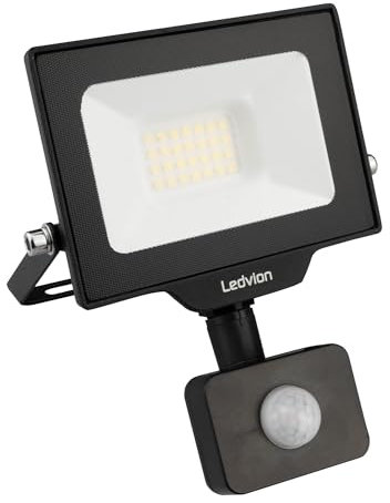 Ledvion - LED Flutlichter mit Bewegungsmelder, 20 Watt, 6000K, 2200 Lumen, IP44, Mit Schnellanschluss & 2 Jahre Garantie
