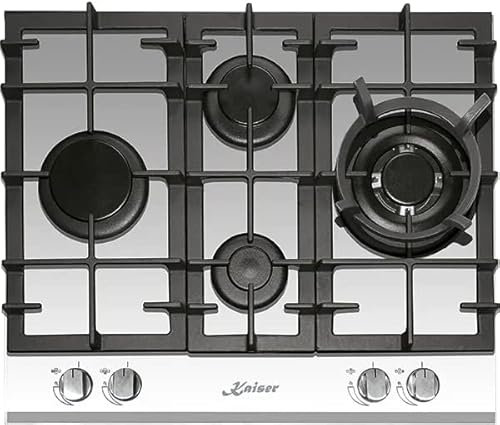 Kaiser Gas-Kochfeld KCG 6394 W Turbo Romb, Einbau Herd, Weiß Glas, Gas auf Glas, 3,8 KW WOK,Erdgas Fl.Gas
