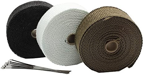 WANGZEYU Hitzeschutzband 1 Stück Auspuff-Hitzeschild-Wrap-Band Motorrad-Auspuff-Thermoband Header-Rohr-Hitze-Wrap-Band Wärmeschutz mit Edelstahlbändern Auspuff Dichtband (Color : 5x20 White)