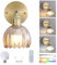 Vintage Battery Operated Wireless Wall Sconces, Rechargeable Gold Wall Lights，Amber Tulip Glass Lampshade With Remote Dimmable Wall Lighting Indoor, Led Wall Lamp Fixtures For Bedroom, Living Room