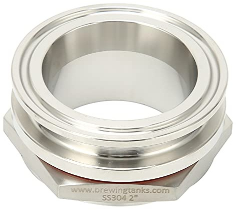Leapiture 2 Zoll schweißfreie Homebrew-Schott-Tri-Clamp-Schottverschraubung, Schott-Tri-Clamp-Adapter, Schott-Tri-Clamp-Anschluss, Wasserkocher-Schottverschraubung für Brauanlagen