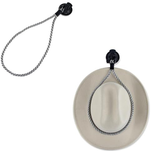 Michear 2PCS Cowboy Hat Holder for Car - Secure Suction Cup Mount Dash Rack, Universal Vehicle Hanger Organizer for Truck, SUV, Van - Keep Neatly Stored on Dashboard (Grey)