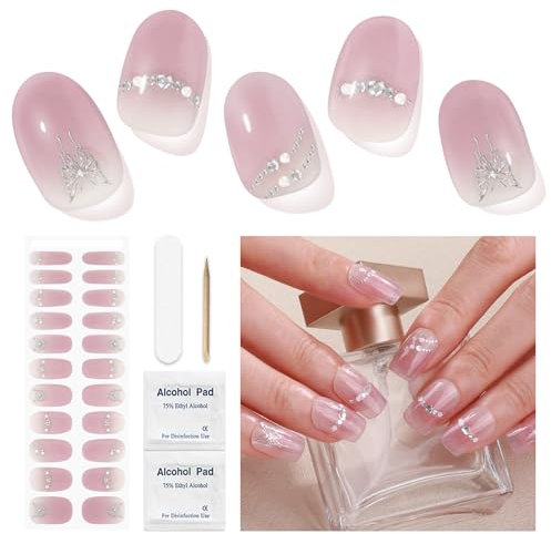 DUKASOU Nagelfolien Selbstklebend - 22 Stück Nagelsticker Herbst Rosa Nagel Sticker Gel Nail Strips Gelnägel Zum Aufkleben Fingernägel Folie Weihnachten Nail Art Sticker DIY für Damen