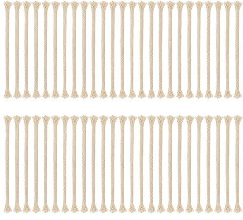 50 Stück Ersatzdocht für Öllampe, 15 cm x Ø 8 mm Docht Öllampe, Kerzendochte für Kerzen Runddocht Kerzen Dochte aus Baumwolle für DIY Kerzen Handgefertigte Kerzenherstellung Gartenfackel