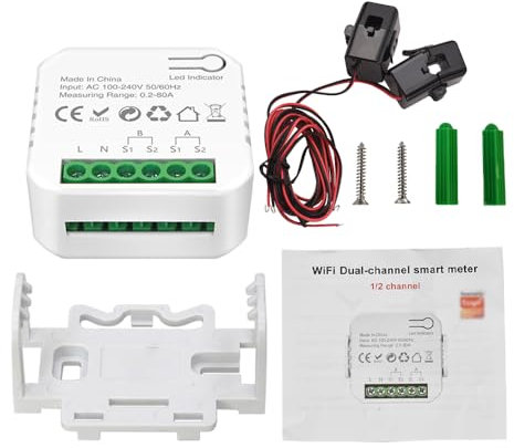 Splenssy Smart Energy Meter TY Power Consumption Monitor with 2 80A CT Clamp Electricity Statistics Current Transformer Electricity Usage for Detecting Solar Photovoltaic Power Generation System