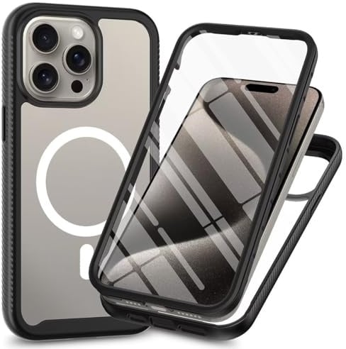 Bnvdfre 2 in 1 Magnetisch Hülle für iPhone 11 Pro Handyhülle mit eingebautem Displayschutz [Kompatibel mit Magsafe], [Vergilbt Nicht] Stoßfest rutschfest Schutzhülle 360 Grad vollschutz - Schwarz