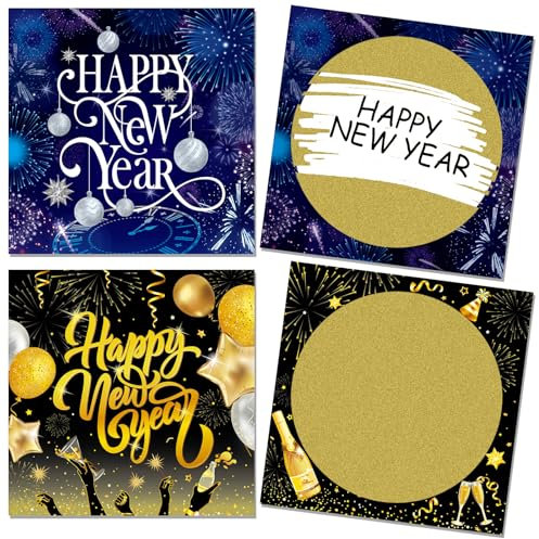 HOWAF 12 Carte de Voeux 2026, Carte à Gratter Nouvel an, Carte de Voeux Bonne Année, Carte à Gratter Happy New Year Cadeau Surprise pour Decoration Nouvel an 2026, Deco Jour de l'An