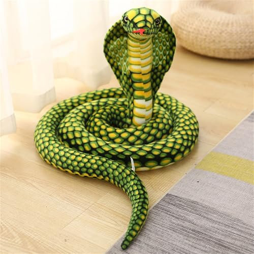 Champracer Schlange Kuscheltier, Python Plüsch Spielzeug, Realistische Kobra Plüschtier, Schlange Stofftier für Geburtstag Party Prank Requisiten (80 cm,Grün)