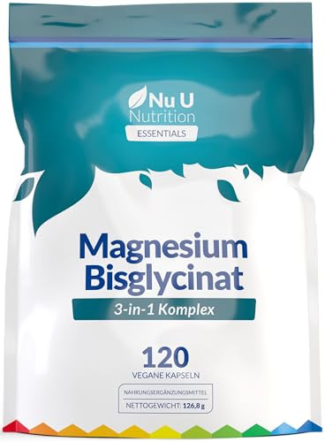 Magnesium Glycinate | Citrate | Malate | 3-in-1 Complex 1813mg - 120 Vegan Capsules - Sustained Release - Triple High Absorption 384mg Elemental Mag per Serving - Made in the UK - Nu U Nutrition