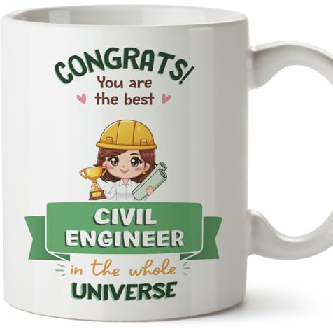 MUGFFINS Civil Engineer Woman Mug - in English - Best in Universe Trophy - Funny Gift for Colleagues - Ceramic 11oz Mug