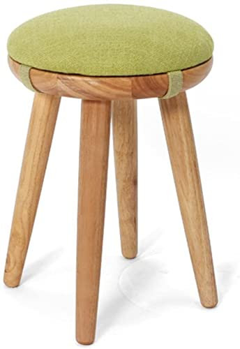 Runder Holz-Fußhocker im japanischen Stil, kleiner Gummiholz-Pouf, Sitzbank für Schminktisch, 31 x 40 cm