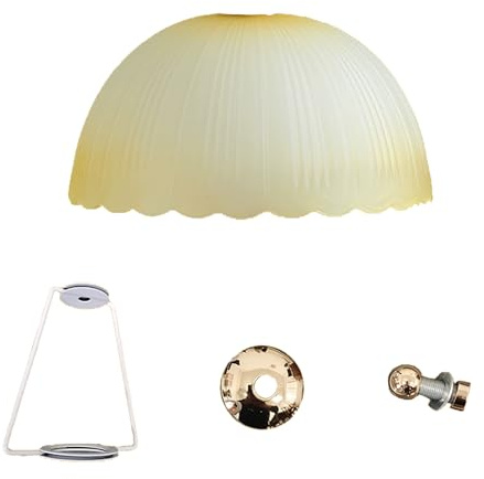 FSLiving Tischlampenschirme, Gelb Glas Lampenglas für E27 Lampenfassung, Ersatzglas Lampenschirm für Pendelleuchte,Ersatzglas Tischlampe Ø240mm