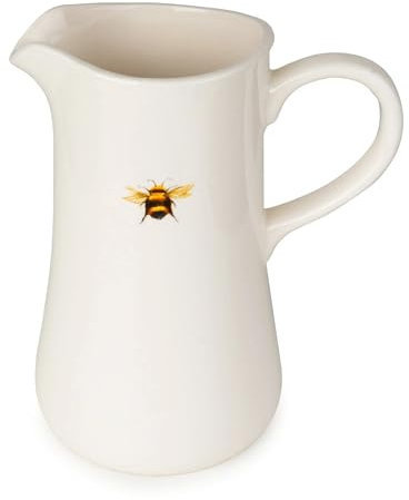 Home Deco London Ceramic Pitcher with Chilli Design, White and Green, Decorative Kitchen Jug