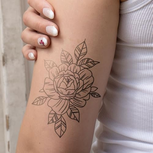 Inkster Tattoo - Rosenblüte - vegane & wasserfeste Temporäre Tattoos für Erwachsene - EU-Kosmetikzertifizierte Farbe - revolutionäres 2 Wochen Tattoo | Premium Klebetattoos