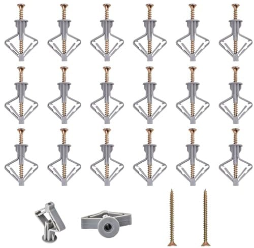 jatimdotina Piezas Fijaciones para Placas de Yeso, Tacos Para Pladur Forma de Mariposa, Tacos Pladur Tornillos Con 20 Tornillos, Anclaje de Expansión para Placas Yeso, Paneles Huecos