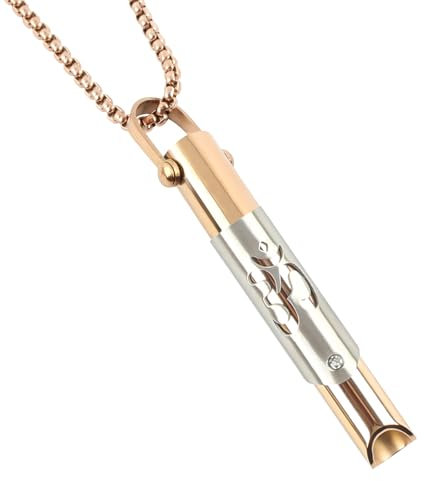 TamBee Breathing Necklace Stress Anxiety Relief Mindful Breathing Necklace Anxiety Whistle Breathlace for Meditation Yoga Symbol Breathlace, Gift for Women Men (Rose Gold)
